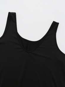 EMERY ROSE Women's Plus Size Knit Elastic Fabric Contrast Lace Casual Vacation Camisole - Black - View 11