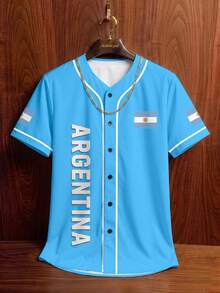 Manfinity Campus Court Men's Summer Casual Letter Print Shirt - Multicolor - View 1