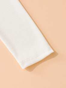 Tween Girl Solid Color Long Sleeve Frill Trim Casual Jacket - White - View 9
