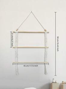 Cirelle Macrame Towel Holder Wall Hanging, 3-Tier Wooden Rod Blanket Ladder & Towel Rack, Boho Rope Wall Hanging Organizer For Bathroom, Bedroom, Living Room Decor - White - View 4