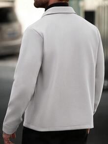 Manfinity CasualCool 男士素色休閒長袖夾克，適合秋冬穿著 - 淺灰色 - 查看 2