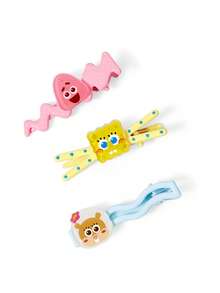 SpongeBob SquarePants | SHEIN 3件組可愛卡通圖案髮夾，禮物，髮飾 - 彩色 - 查看 4