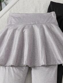 2pcs Girls Fashion Casual Milk Silk Fabric Skirt Hem Leggings - Multicolor - View 6