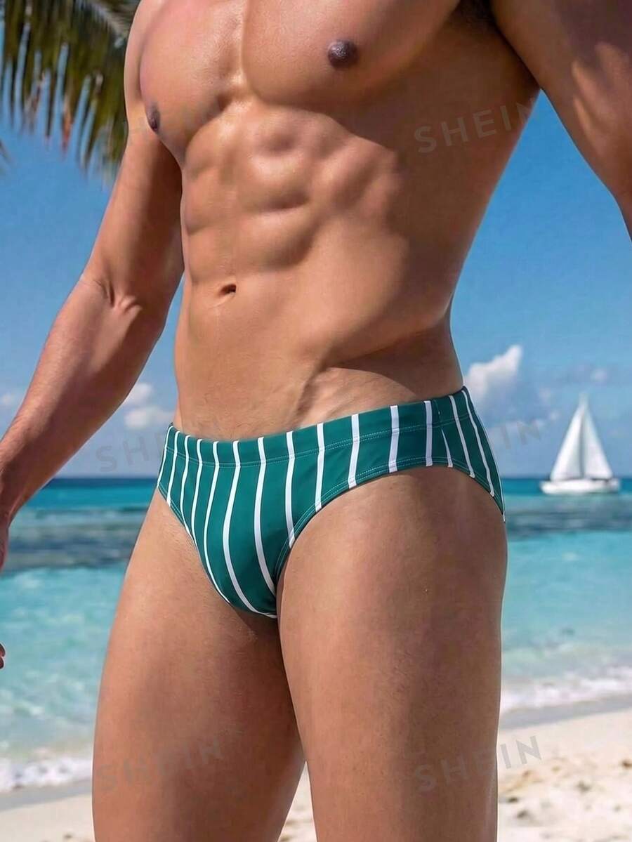 Naviga Onda 2026新款男士條紋圖案舒適彈性腰圍海灘派對三角泳褲 - 彩色 - 查看 1