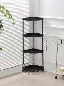 1PC Foldable Easy Assembly Multi Functional Space Saving Sturdy Durable Compact Versatile Modern Corner Shelf Basket Rack For Bathroom Kitchen Cosmetics Bath Products Shampoo Conditioner Body Wash Organizer Storage - Black - View 7
