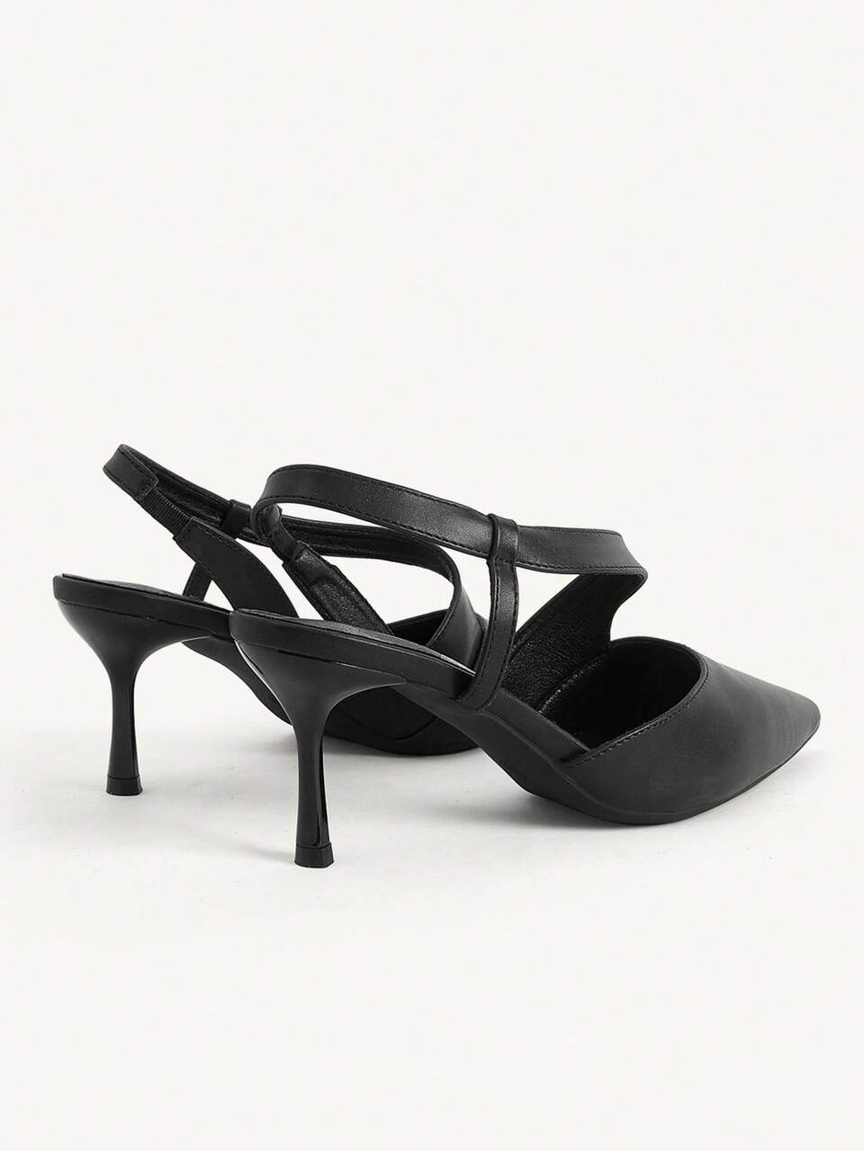 CUCCOO CHICEST Four Seasons New Black Pointed Oblique Belt Back Trip Belt Hollow Women's High Heel Shoes, Stiletto Commuter Daily Fall Shoes