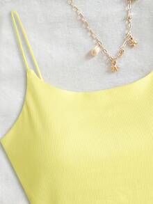 Allurite Áo hai dây tank top đệm lưng, dây đeo có khóa kim loại - Màu vàng - Xem 6