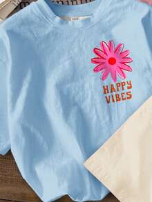 Tween Girl Casual Minimalist Short Sleeve Crew Neck T-Shirt Multi-Pack Suitable For Summer - Multicolor - View 4