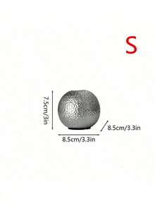1 Pc Nordic Modern Minimalist Silver Plated Hammered Round Ball Ceramic Hydroponic Vase, Creative Desk Table Centerpiece Decor For Living Room TV Cabinet Office Home Display - 1PC - View 10