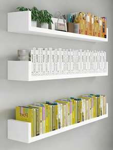 1 Wall Shelving Unit, Black (White) Wall Decoration Storage Rack, Wall Shelving Unit For Living Room Background Wall Decoration, Simple Wall-Mounted Study Figurine And Toy Storage Rack, Living Room, Dining Room And Other Wall Decoration Bookshelves. - Multicolor - View 5