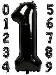 1pc 40 Inch Jumbo Black Number Foil Balloon, Birthday Anniversary Party Decoration - black - View 1