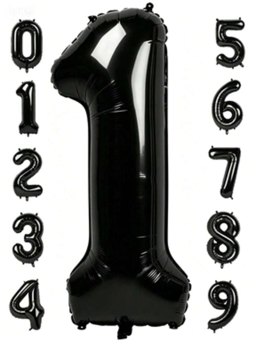 1pc 40 Inch Jumbo Black Number Foil Balloon, Birthday Anniversary Party Decoration - black - View 1