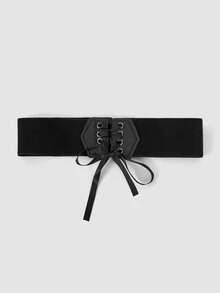MortiRose 1pc Women's Fashion Minimalist Versatile Decorative Elastic Waist Commuting, Dating, Party Women Corset Belt For Dress,Waist Trainer Waist-Shaping - Black - View 4