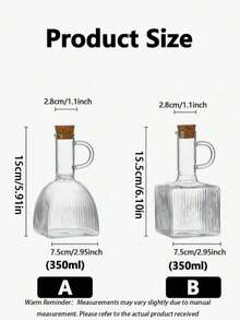 1/3 piezas Botella de aceite de vidrio de 350ML con tapa y asa, recipiente transparente para aceite de oliva de cocina, estante de condimentos de cocina - Ver 7