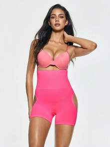 SHAPORA Women's Solid Color Minimalist Hollow Back Butt Workout Shaping Shorts Yoga Fitness - Watermelon Pink - View 7