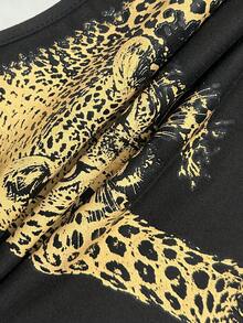 IslaSuriya Women's Leopard Print Casual Streetwear Versatile Camisole Tank Top Night Black And White Leopard Print Summer - Black - View 3