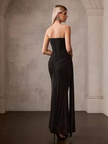MOTF Soiréza AUTUMN/WINTER RHINESTONE STRAPLESS COCKTAIL PARTY DRESS - Black - View 4