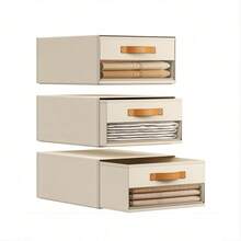 Organizador y almacenamiento de armario, estante de almacenamiento de armario de tela, organizador de ropa apilable, cajón de almacenamiento extraíble con ventana transparente, caja de almacenamiento debajo de la cama - Beis - Ver 8