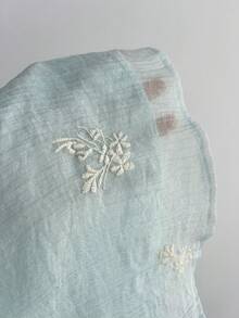 Elamini 白色 3D 刺繡亮面布料 柔軟性感風格 清新夢幻藍 夏季女款裙 - 淺藍色 - 查看 6