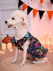 PETSIN 1pc Colorful Pumpkin & Bat Graphic Luminous Dress, Halloween Costume For Pets - Multicolor - View 6
