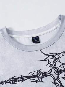 ROMWE MEN Anime Men's Cross Print Tank Top - Casual Streetwear Style, Summer Fashion Streetwear - Grey - View 7