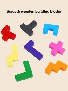 MINKOJA Wooden Shadow Matching Building Blocks Game, Kids Spatial Logic Puzzle Toy With Double-Sided Challenge Cards, Montessori Early Educational Toy, Train Observation & Spatial Thinking, Parent-Child Interactive Birthday Gift For Toddlers Age 3+ - Multicolor - View 6
