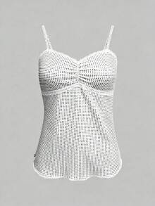 IslaSuriya Women's Summer Casual Polka Dot Print Camisole Top - White - View 3
