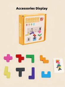 MINKOJA Wooden Shadow Matching Building Blocks Game, Kids Spatial Logic Puzzle Toy With Double-Sided Challenge Cards, Montessori Early Educational Toy, Train Observation & Spatial Thinking, Parent-Child Interactive Birthday Gift For Toddlers Age 3+ - Multicolor - View 9