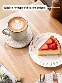 8pcs Pack Coasters With Holder, Minimalist Table Woven Coasters, Kitchen Table Heat-Resistant Coasters And Thick Insulation Pads For Kitchen Decor,Assorted Coaster Set For Home ,KitchenTabletop Protection Suitable Christmas For Holiday Gift Giving - White - View 8