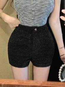 DAZY Short unicolore pour femmes, nouvelle collection automne, Carnaval - Noir - Voir 4