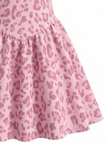 SHEIN 女童休閒時尚波點掛脖A字洋裝 - 粉色 - 查看 5