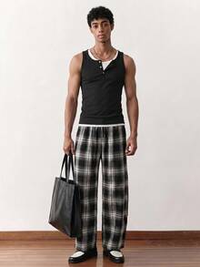 SWAVVY Casual Men's Button Design 2 In 1 Top - Black - View 3