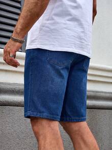 Manfinity LEGND Men's Plus Size Letter Print Distressed Denim Shorts - Light Wash - View 2
