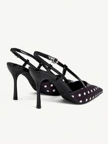CUCCOO CHICEST Women's Spring And Summer New Black Pointed Polka Dot High Heels, Elegant White High Heels - Black and White - View 6