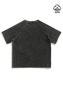 SUPERMAN X SHEIN TOKVUE Kaos Kasual Pria Musim Panas Motif Geometris, Liburan - Hitam - View 6