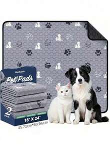 Washable Pee Pads For Dogs, 2 Packs Absorbent Reusable Training Dog Pads Pet Puppy Pads, Non-Slip Potty Pads For Whelping, Playpen, Crate, Bed, Grey 18"X24" - 45*60cm - View 7