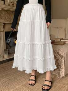 DAZY Women's White Textured Skirt Fall - White - View 3