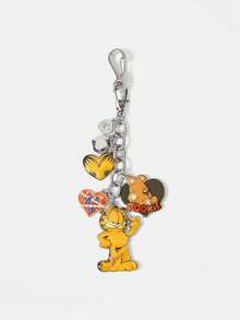 GARFIELD | SHEIN 新款創意卡通可愛貓咪鑰匙圈 1個，IP聯名設計，可愛個性化，簡約大方，亦可作為配件使用，適合各種派對、演唱會、節慶，精美禮物 - 白金 - 查看 3