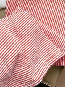 SHEIN Elladie kids 2件/套基礎休閒慵懶純色套裝，馬匹印花，不對稱下擺，側面抓皺設計，圓領短袖T恤，搭配黃色條紋紋理布料直筒褲，適合日常/戶外多種場合，春/夏/四季，幼女套裝，兒童日常舒適夏季穿搭，女童套裝 - 彩色 - 查看 7