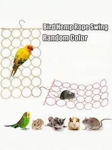 1pc Durable Non-Slip Multi-Functional Climbing Rope Net Toy For Cage, Bird Perch Swing Ladder Bridge Hammock, Small Pet Exercise Toy For Rats Parrots Birds (Random Color) - Multicolor - View 2
