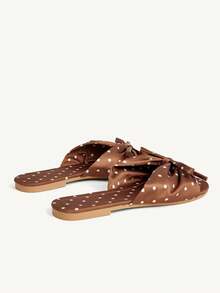 CUCCOO CHICEST Women's Elegant Gentle Style Brown Satin Bow Sandals, Suitable For Dating, Shopping And Vacation Outfits - Brown - View 6