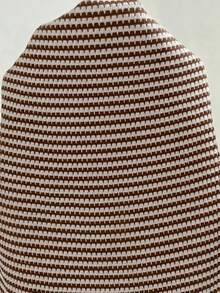 Boho Mama Maternity Patchwork Ruffle Trim Fitted Fashion Striped Camisole Dress - Coffee Brown - View 8