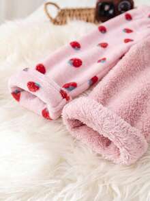 Ensemble de pyjama 4 pièces pour bébé fille, Saint-Valentin, motif cœur doux et mignon, imprimé nuage brodé, Top pull à col ras-du-cou à manches longues et pantalon de pyjama, flanelle douce et confortable, doublure thermique, doublure double face, respectueux de la peau - Multicolore - Voir 5