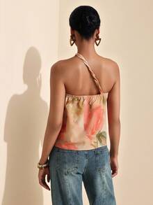 Vesra Women's Vacation Twist Strap Printed Cropped Tank Top - Multicolor - View 2