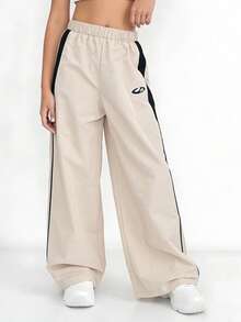 Classic Casual Pants, Comfortable For Home, Outdoor, Sports, Versatile Matching With Jackets And Tops, Colorblock Design Showcases Youthful Vibrancy - Apricot - View 4