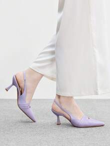 CUCCOO BIZCHIC Zapatos de tacón alto con punta fina para mujer, versátiles para ir al trabajo y uso diario - Morado claro - Ver 4