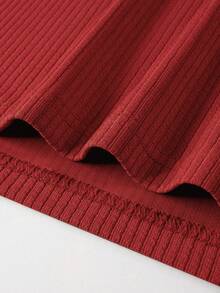 Manfinity Homme Conjunto de 2 piezas de top de cuello redondo y pantalones largos de unicolor para hombre, casual para uso diario - Rojo - Ver 5