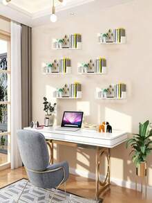 1 Wall Shelving Unit, Black (White) Wall Decoration Storage Rack, Wall Shelving Unit For Living Room Background Wall Decoration, Simple Wall-Mounted Study Figurine And Toy Storage Rack, Living Room, Dining Room And Other Wall Decoration Bookshelves. - Multicolor - View 4