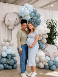 MINKOJA MINKOJA 110 pièces Guirlande de ballons éléphant avec ballon en feuille d'aluminium éléphant, ballons de fête bleu poussiéreux pour décoration de baby shower, anniversaire, révélation de genre, fournitures de fête - Voir 7