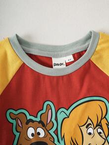 SCOOBY-DOO X SHEIN Young Boy Crew Neck Letter Cartoon Print Raglan Casual Daily T-Shirt - Multicolor - View 3